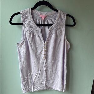 Lilly Pulitzer Purple Sleeveless Buttoned Tank Top